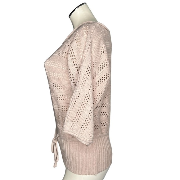 HOOKED UP by IOT Silver Sparkle Pink Knit 3/4 Sleeves Sweater Junior's Size L - Picture 4 of 16